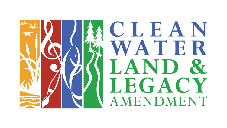 Colorful logo with nature icons and text: Clean Water Land & Legacy Amendment.