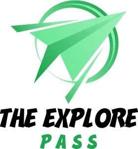 Green paper airplane logo with text 'The Explore Pass'.